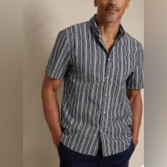 Banana Republic Slim Soft Wash Shirt Black/White XL NWT - Picture 1 of 5